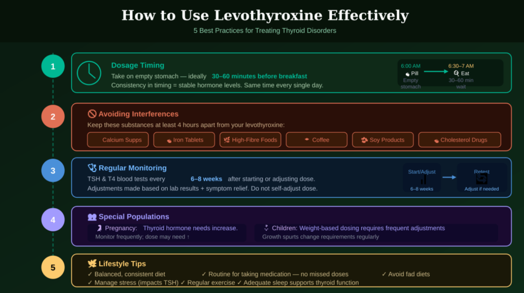 Follow this complete guide on how to take levothyroxine correctly, including the best time to take it, foods and medications to avoid, missed doses, storage tips, and how to maximize treatment effectiveness.